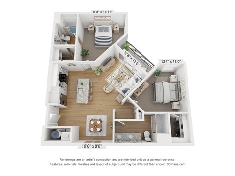 Floor plan image of B3, 2-bedroom apartment